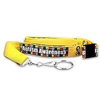 Fundraising For A Cause | Autism Awareness Break away Lanyards - Multicolored Autism Puzzle Piece Breakaway Badge Holders (1 Lanyard)