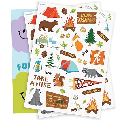 xo, Fetti Camping Party Supplies Temporary Tattoos - 44 Metallic Styles | Outdoor Wilderness Birthday, Forest Animals Favors, Gone Fishing Bday