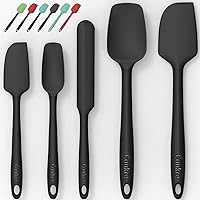 Silicone Spatula Set of 5,High Temperature Resistant, Food Grade Silicone, Dishwasher Safe, for Baking, Cooking (Pure Black)