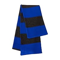 Sportsman Rugby Striped Knit Scarf (SP02) Available in 20 Color Combinations Royal-Charcoal
