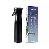VIGOR PATH Continuous Spray Bottle with Ultra Fine Mist - Versatile Water Sprayer for Hair, Home Cleaning, Salons, Plants, Aromatherapy, and More - Empty Hair Spray Bottle - 300ml/10.1oz (Black)