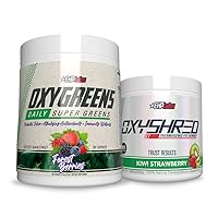 OxyShred + OxyGreens Bundle - Thermogenic Pre Workout Powder & Shredding Supplement, Clinically Proven Preworkout Powder - Daily Super Greens Powder, Spirulina Powder, Greens Superfood Powder