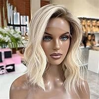 13X4 Blonde Lace Front Wig Human Hair Transparent 360 Lace Front Wig Short Wavy Highlight Human Hair Wig Women