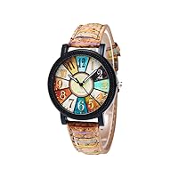 1PC Women Quartz Watches Wristwatches WomenHarajuku Graffiti Leather Pattern Analog Belt-Colorful, Women Watch Quartz