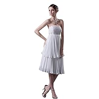 Ivory Strapless Crinkle Chiffon Short Wedding Dresses With Layered Skirt