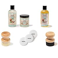 CLARK'S Coconut Cutting Board Soap, Oil & Wax, Round Applicator, Buffing Pads, and Round Scrub Brush Made with Refined Coconut Oil, Natural Beeswax and Carnauba Wax