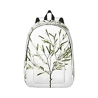 White Natural Plant Green Twig (1) Stylish And Versatile Casual Backpack,For Meet Your Various Needs.Travel,Computer Backpack For Men