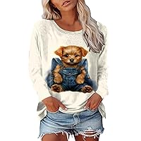 XJYIOEWT Sexy Tops for Women Party Club Night Plus Size Women Casual Fashion Round Neck Long Sleeve Tshirt Color Printe
