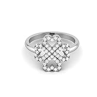 GEMHUB 0.4 Ct Round Cut Lab Created G VS1 Diamond Cluster Style Unique Womens Ring 14k White Gold Size 4 5 6 7 8 1