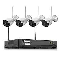 1080P WiFi NVR Security Camera System Without Hard Drive, 4 Channel NVR, Weatherproof Cameras, Two Way Audio, Siren, AI Human Detection