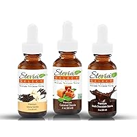 Stevia Drops Dark Chocolate, Vanilla, & Caramel Stevia Select Keto Coffee Sugar-Free Stevia Flavors Bundle (3) Pack