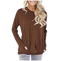 XHRBSI 2023 Womens Clothes Long Sleeve Shirts for Women Print Graphic Tees Blouses Casual Plus Size Basic Tops Pullover