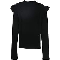 AEROPOSTALE Womens Ruffle Basic T-Shirt, Black, X-Large