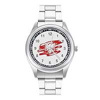 Vinage Albanian Flag Men's Quartz Watch Stainless Steel Wrist Watch Classic Casual Watch for Women