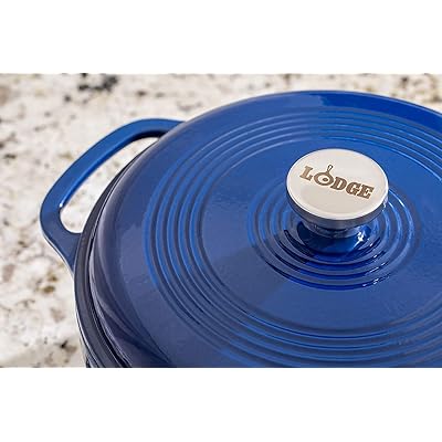 Lodge 6 Quart Enameled Cast Iron Dutch Oven with Lid – Dual Handles – Oven  Safe up to 500° F or on Stovetop - Use to Marinate, Cook, Bake, Refrigerate