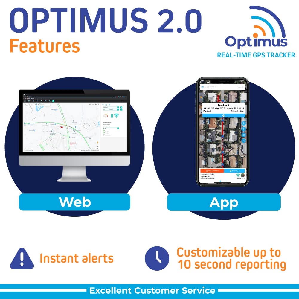 Optimus 2.0 GPS Tracker for Vehicles, Assets, People - 4G LTE - Real-Time GPS Tracking Device - Instant Alerts