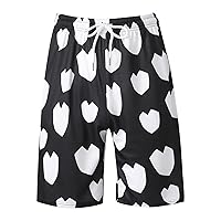 Mens Printed Swim Trunks Summer Surf Board Shorts Quick Dry Beach Shorts with Pockets