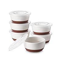 DOWAN 4 oz Ramekins with Lids Oven Safe for Creme Brulee Souffle, Porcelain Ramekins for Baking, Small Bowls Set of 6, Glaze with Specks