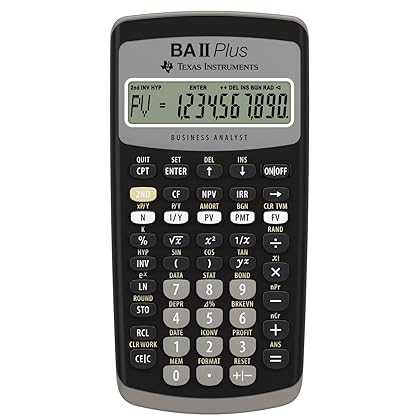Texas Instruments BA II Plus Financial Calculator, Black Medium