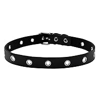 MILAKOO Pu Leather Necklace Gromment Eyelet Choker for Women Men Punk Collar Goth Emo Accessories