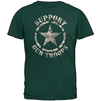 Support Our Troops Camo Star Forest Green Adult T-Shirt - Small