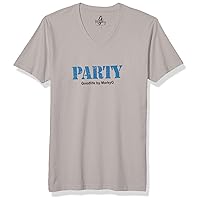 Party Graphic Printed Premium Tops Fitted Sueded Short Sleeve V-Neck T-Shirt