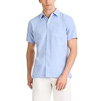 Van Heusen Mens Weekend Cross Dye Texture Plaid Short Sleeve Camp Shirt