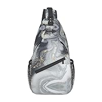 Luxury Marble Print Sling Bag Crossbody Sling Backpack Travel Hiking Chest Bags For Women Men