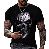Taamlou Men's Street Skull Muscle Short Sleeve Print Personality Fashion Fashion T-Shirt