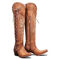 Yolkomo Cowboy Boots for Women Embroidered Western Cowgirl Boots