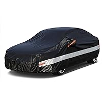 10 Layers Sedan Car Cover Waterproof All Weather for Automobiles,100% Waterproof Outdoor Car Covers Rain Snow UV Dust Protection. Custom Fit for BMW 3 Series Mercedes C Class Audi A4 A5, etc