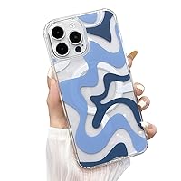 Designed for iPhone 15 Pro Max Case [Compatible with MagSafe], Fashion Simple Cute Wavy Pattern Case for Women Girls Soft TPU+Hard PC Protection Case for iPhone 15 Pro Max 2023-Blue