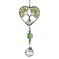 Tree of Life Car Rearview Mirror Hanging Ornament Pendant Accessories Fengshui Suncatcher (Green)