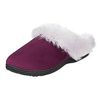 isotoner Women's Velour Hoodback Slipper: Non-Slip Sole, Indoor/Outdoor, Memory Foam, Machine Washable