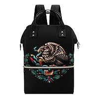 Mexico Mexican Flag Diaper Bag for Women Large Capacity Daypack Waterproof Mommy Bag Travel Laptop Backpack