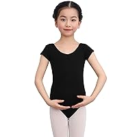 HIPPOSEUS Girls Dance Ballet Leotards Short Sleeve Hollow Back Gymnastics Outfits with Snaps