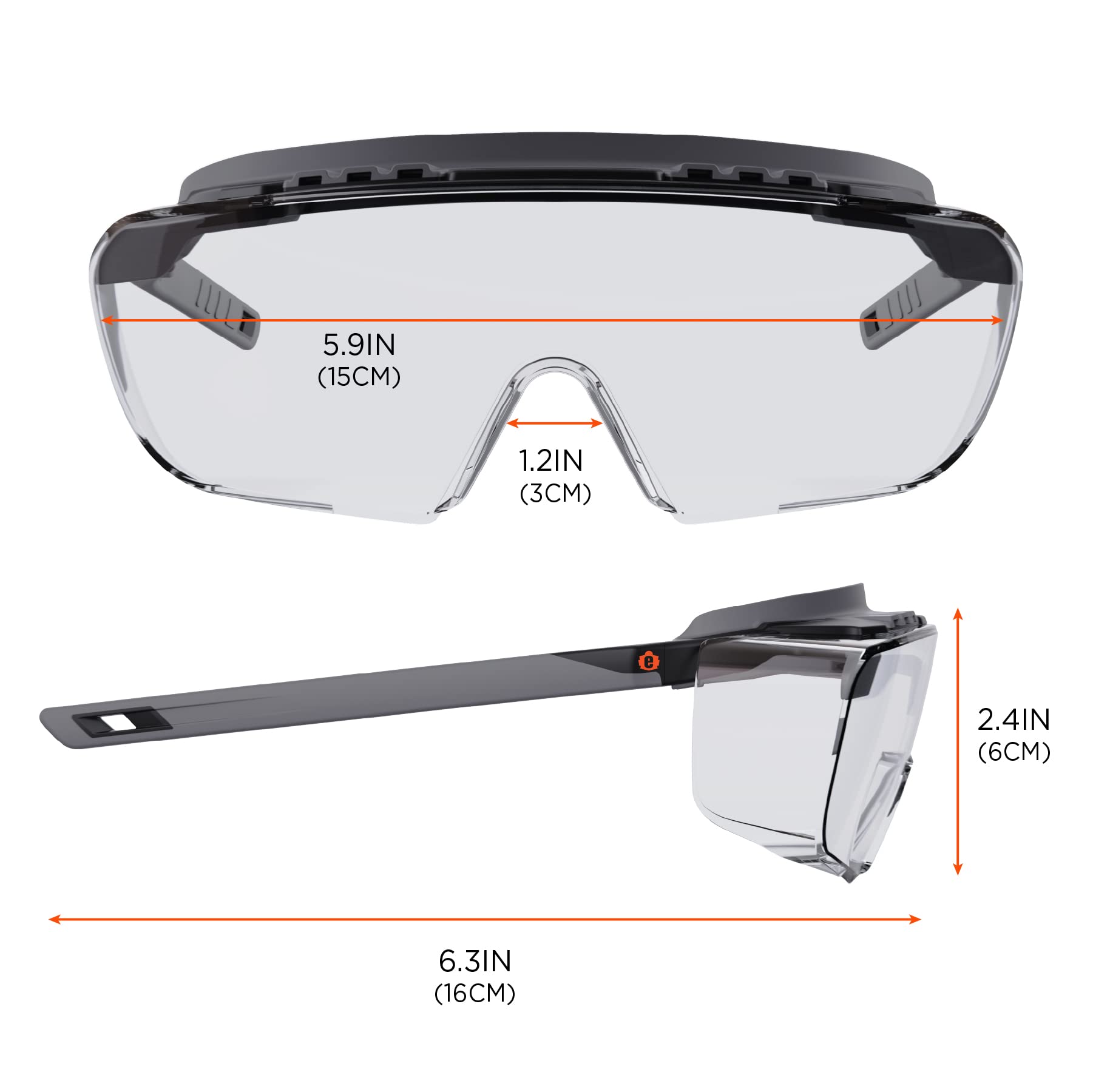 Ergodyne Skullerz OSMIN OTG Safety Glasses, Anti Fog, Over the Glasses Anti Scratch Protective Eyewear