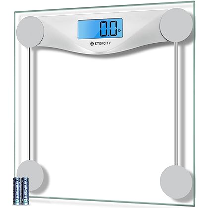 Etekcity Bathroom Scale for Body Weight, Digital Weighing Machine for People, Accurate & Large LCD Backlight Display, 6mm Tempered Glass, 400 lbs
