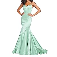 Women's Mermaid Long Prom Dresses Spaghetti Strip Backless Formal Evening Dress