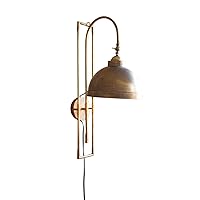 MY SWANKY HOME Modern Elegant Metal Antique Brass Finish Wall Lamp Sconce Light Fixture Living Room Hallway Bathroom Entry
