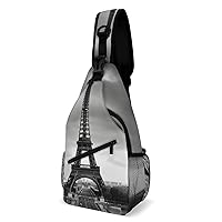 Chest Bag Sling Bag for Men Women Grey Paris Eiffel Tower Sport Sling Backpack Lightweight Shoulder Bag for Travel