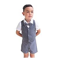 Boy 4 Piece Linen Outfit - Charcoal, Ring Bearer Outfit, Page boy Outfit