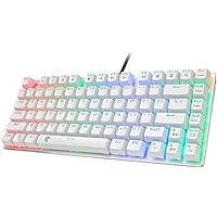 Mechanical Gaming Keyboard, 60% Wired Gaming Keyboard (81 Keys) (White RGB - Red Switch)