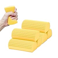 6-Pack Damp Clean Duster Sponge,Magic Sponge Eraser for Housekeeping,Reusable Cleaning Sponge for Blinds, Dish,Mirrors,Glass, Baseboards,Window Track Grooves and Car (Yellow)