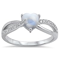 CHOOSE YOUR COLOR Sterling Silver Heart Promise Ring