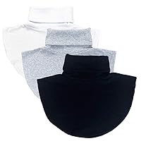 3Pcs Womens False Fake Turtleneck Dickey Mock Collar Dickey Half Top Collar Shirts,Black White Gray