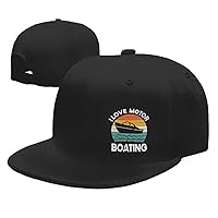 I Love Motor Boating Snapback Hat Hip Hop Style Flat Bill Brim Hats Baseball Cap Black