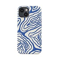 BURGA Phone Case Compatible with iPhone 15 - Hybrid 2-Layer Hard Shell + Silicone Protective Case - Blue Lines Ocean Waves - Scratch-Resistant Shockproof Cover