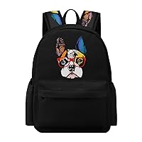 Portrait French Bulldog Travel Backpack Lightweight 16.5 Inch Computer Laptop Bag Casual Daypack for Men Women