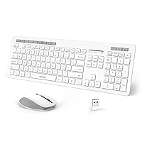 seenda Wireless Keyboard and Mouse Combo, 2.4GHz Wireless Quiet Keyboard Mouse with USB Receiver, Full Size Cute Wireless Keyboard Mouse Set for Windows Laptop Computer Desktop, White